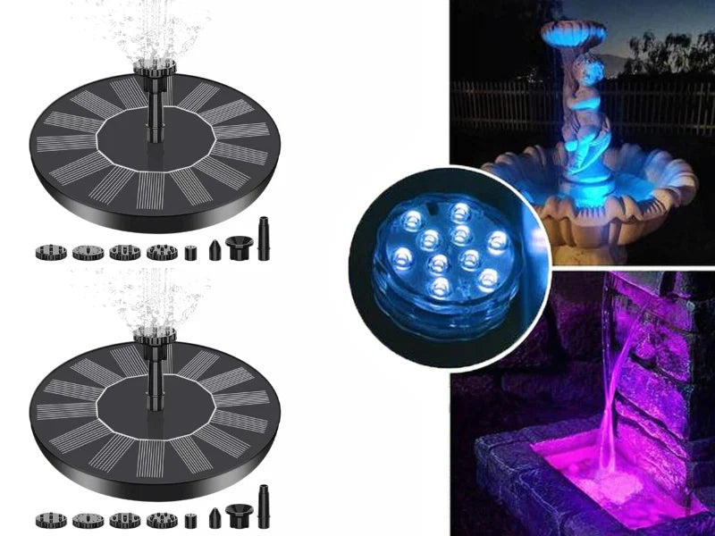 Floating Solar Fountain 4 Interchangeable Nozzles Optional LED