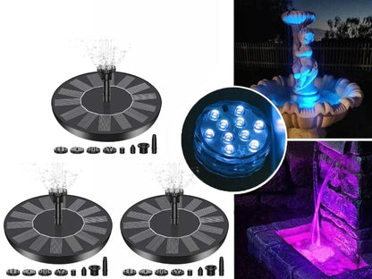 Floating Solar Fountain 4 Interchangeable Nozzles Optional LED