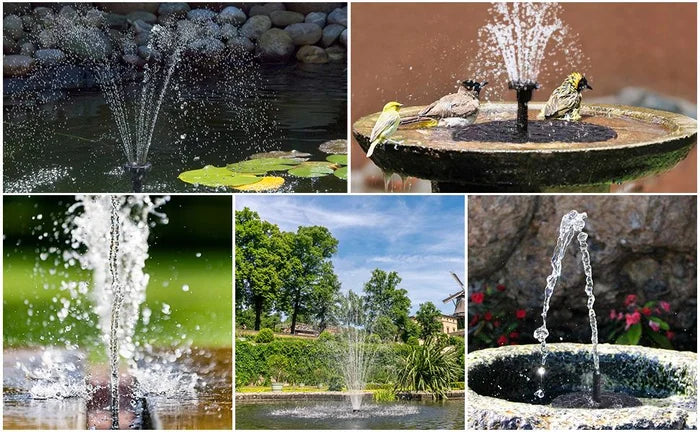 Floating Solar Fountain 4 Interchangeable Nozzles Optional LED