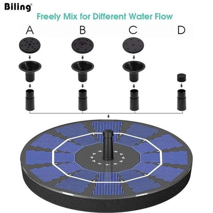 Floating Solar Fountain 4 Interchangeable Nozzles Optional LED
