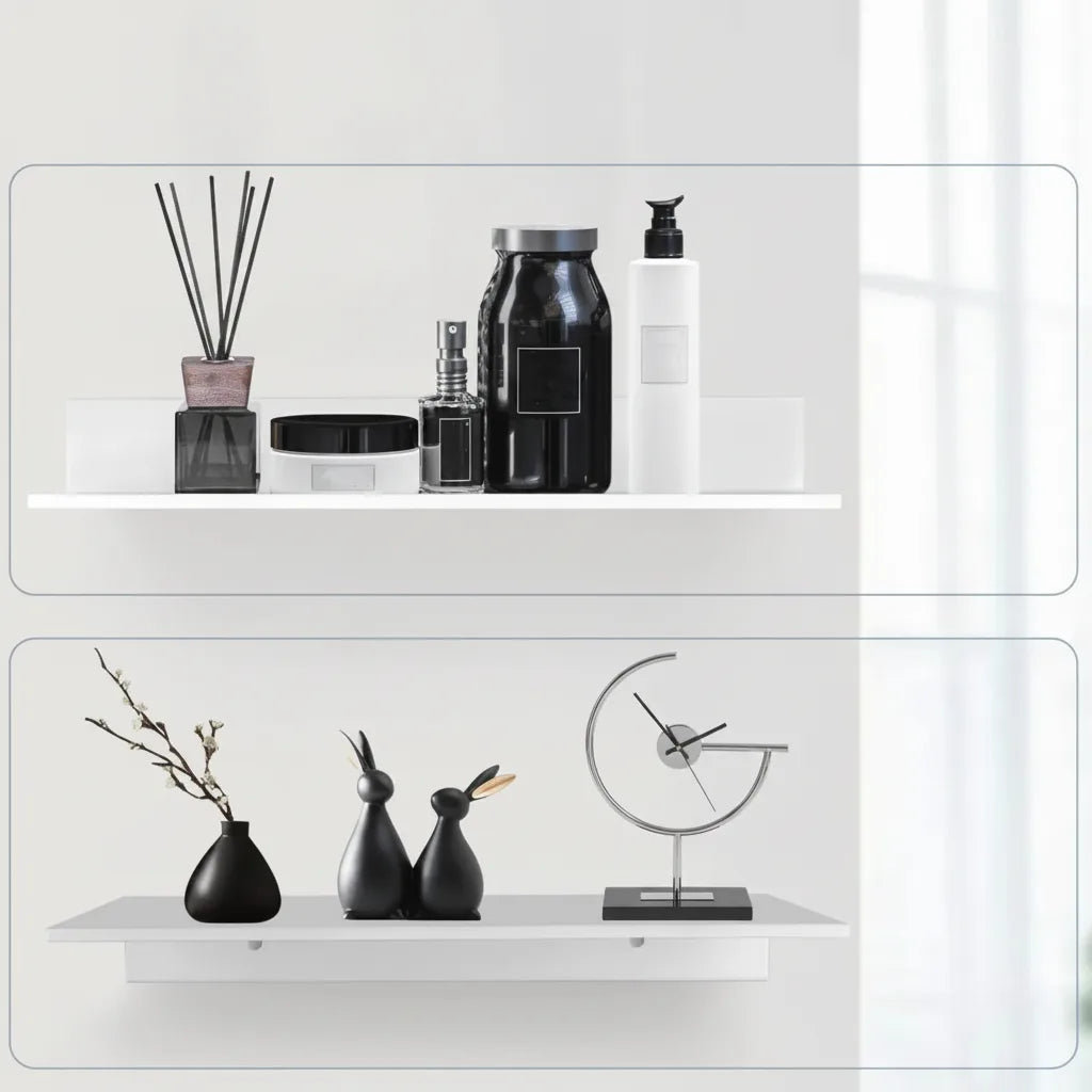 Floating Wall Shelf Concealed Mount Powder-Coated Metal