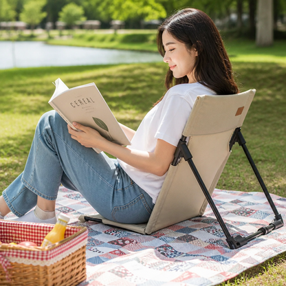 Floor Chair Foldable Adjustable Backrest Padded Oxford Fabric