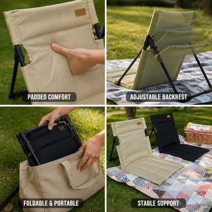 Floor Chair Foldable Adjustable Backrest Padded Oxford Fabric