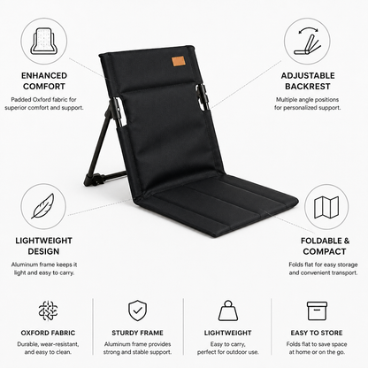 Floor Chair Foldable Adjustable Backrest Padded Oxford Fabric