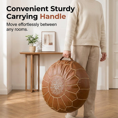 Floor Cushion Water-Resistant Faux Leather Hidden Storage & Handle