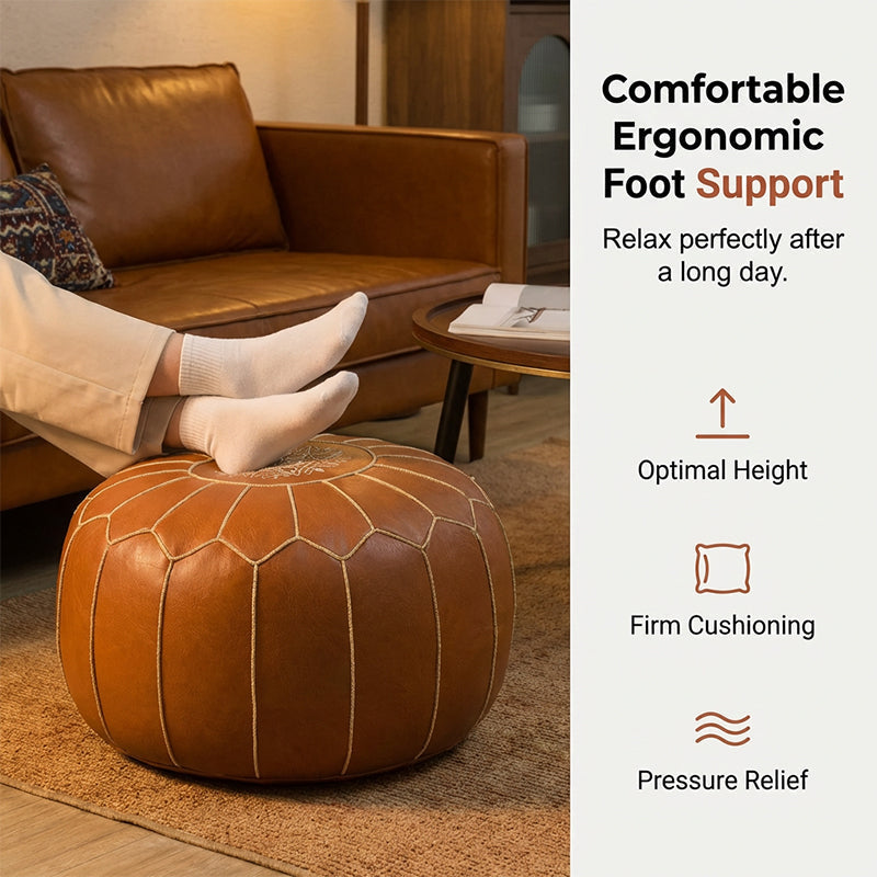 Floor Cushion Water-Resistant Faux Leather Hidden Storage & Handle