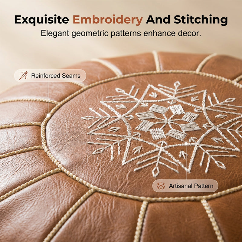 Floor Cushion Water-Resistant Faux Leather Hidden Storage & Handle