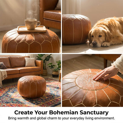 Floor Cushion Water-Resistant Faux Leather Hidden Storage & Handle