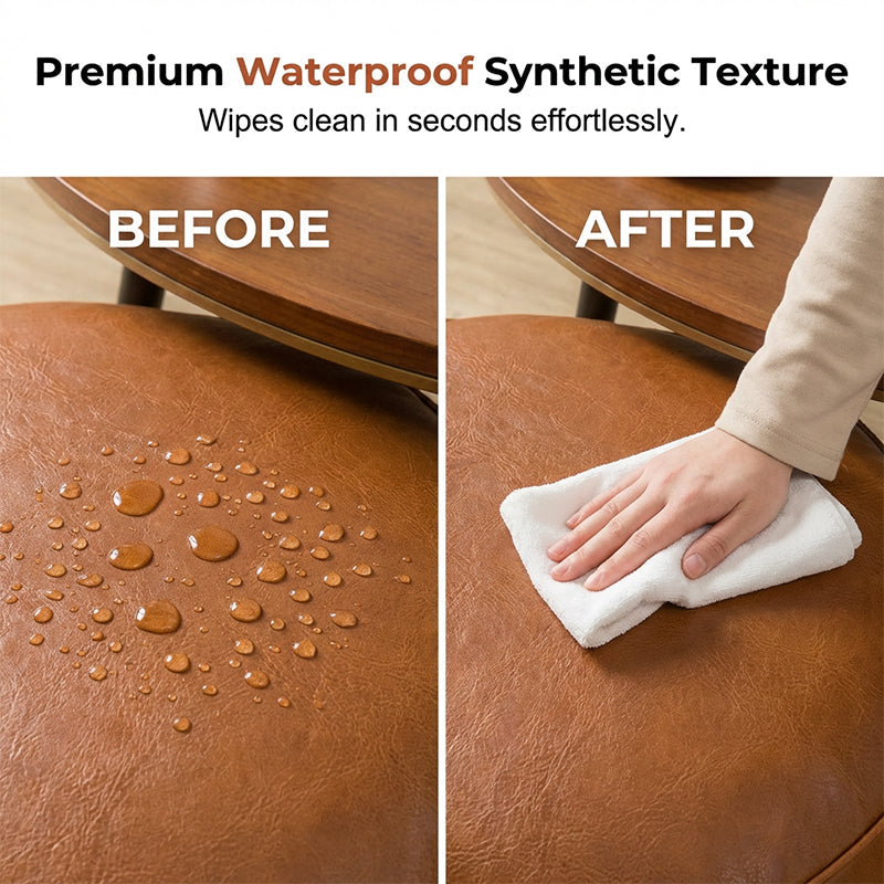 Floor Cushion Water-Resistant Faux Leather Hidden Storage & Handle