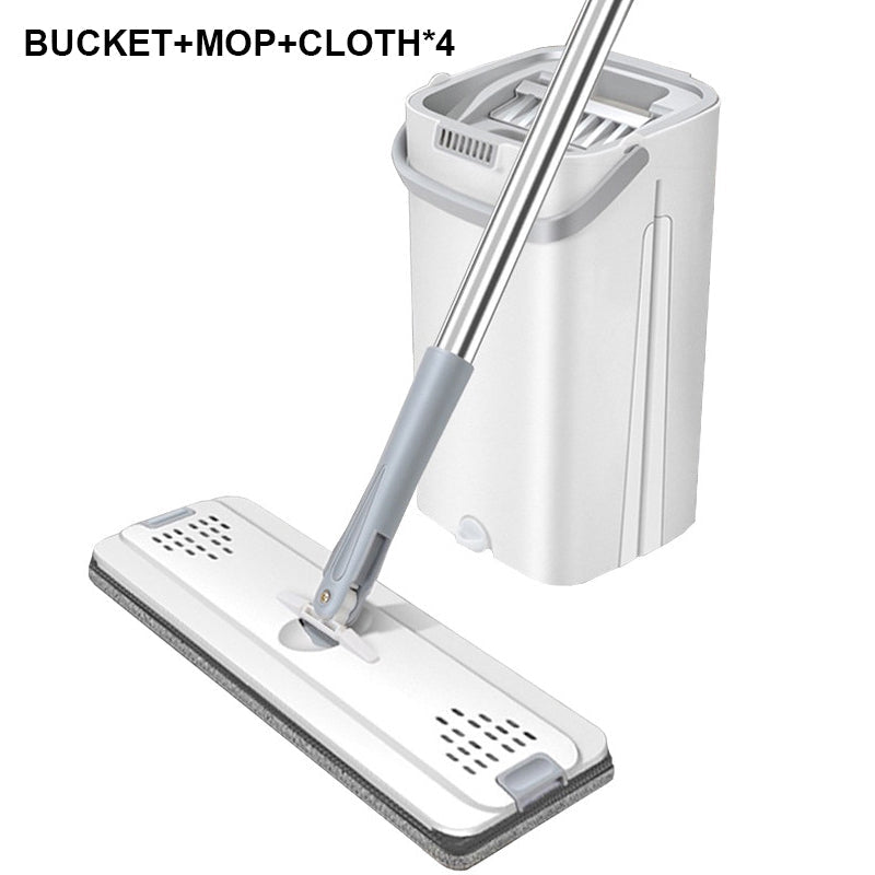 Floor Mop Two-Compartment Bucket Self-Wringing 360 Degree Microfiber