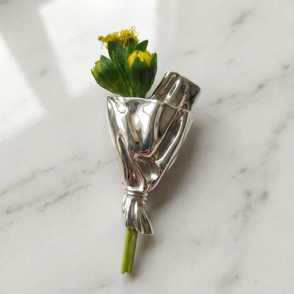 Flower Brooch Mini Vase For Real Flowers Mirror Gloss