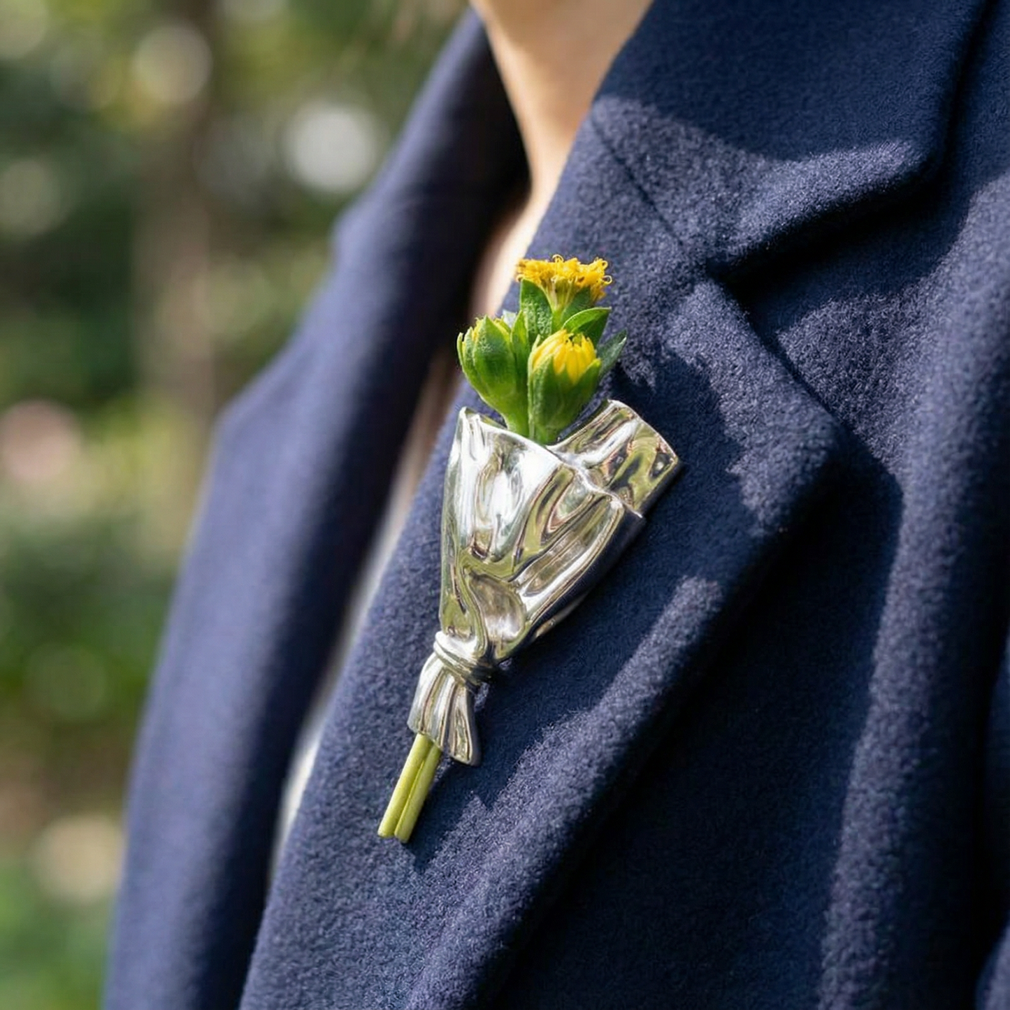 Flower Brooch Mini Vase For Real Flowers Mirror Gloss