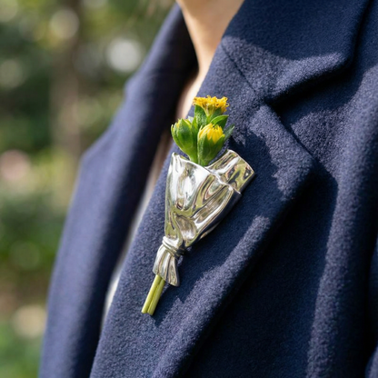 Flower Brooch Mini Vase For Real Flowers Mirror Gloss