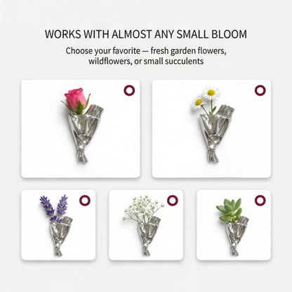 Flower Brooch Mini Vase For Real Flowers Mirror Gloss