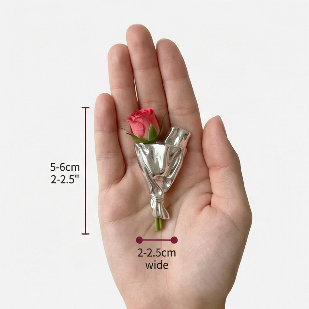 Flower Brooch Mini Vase For Real Flowers Mirror Gloss