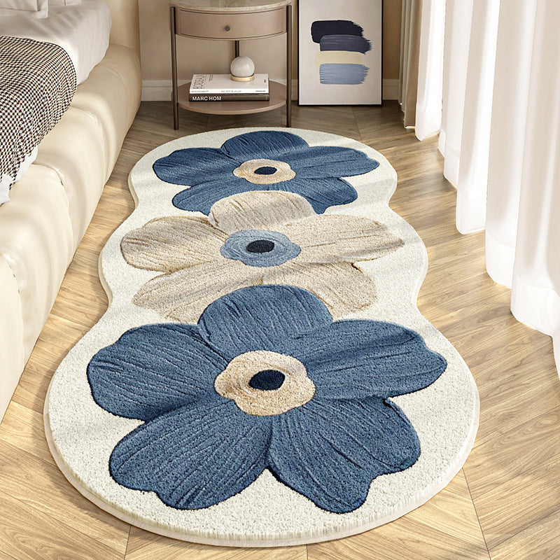 Flower-Shaped Rug Cashmere-Blend Non-Slip Backing