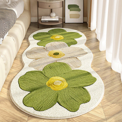 Flower-Shaped Rug Cashmere-Blend Non-Slip Backing