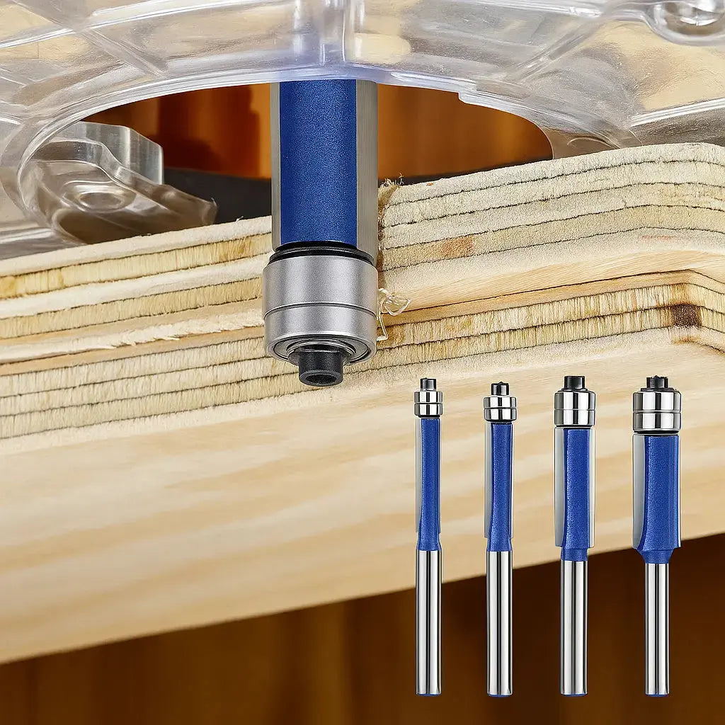 Flush Trim Router Bit Set Double Ball Bearing