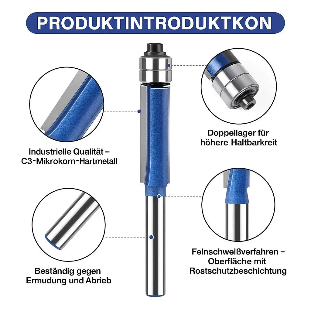 Flush Trim Router Bit Set Double Ball Bearing
