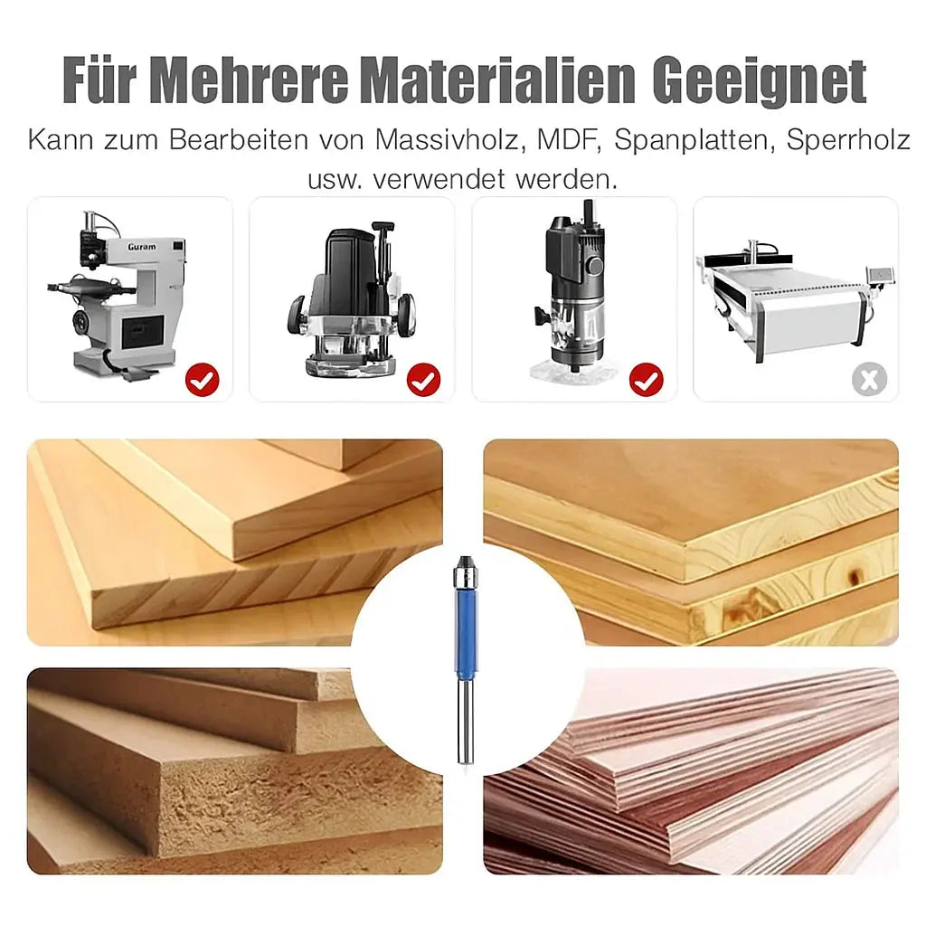 Flush Trim Router Bit Set Double Ball Bearing