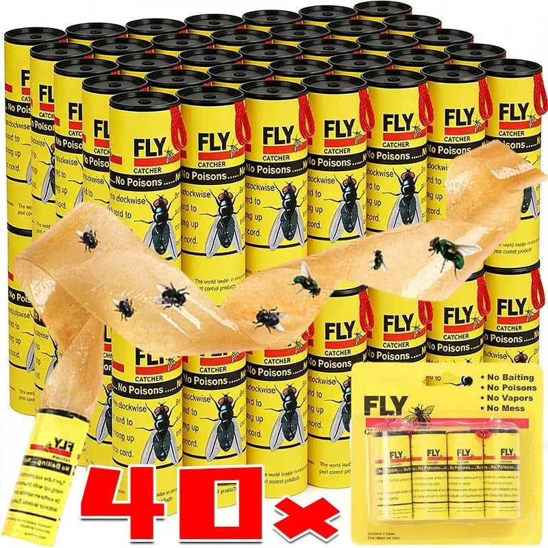 Fly Trap Strips Double-Sided Adhesive Toxin-Free 40 Rolls