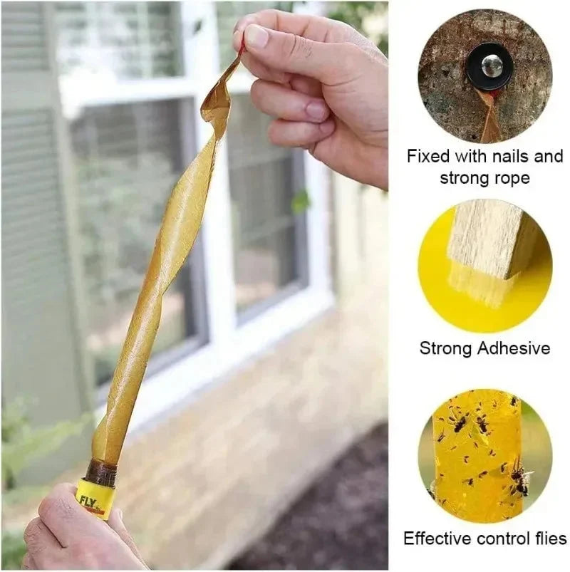 Fly Trap Strips Double-Sided Adhesive Toxin-Free 40 Rolls