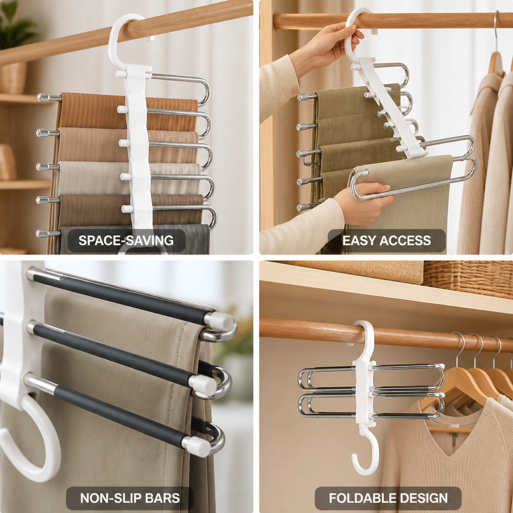 Foldable 5-Tier Non-Slip Pants Hanger