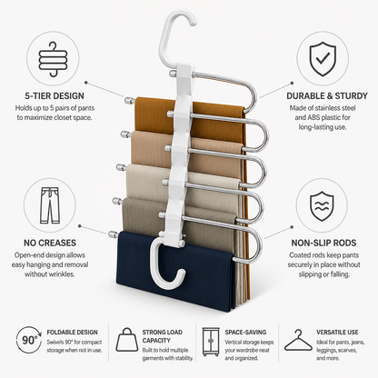 Foldable 5-Tier Non-Slip Pants Hanger