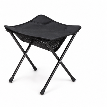Foldable Camping Stool with Mesh Pocket (Oxford Fabric, Steel Frame)
