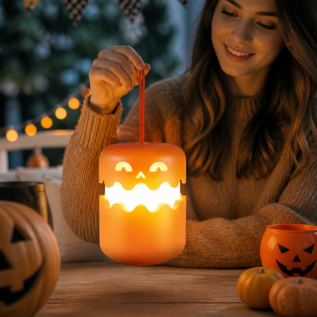 Foldable Portable Carved Pumpkin Lantern