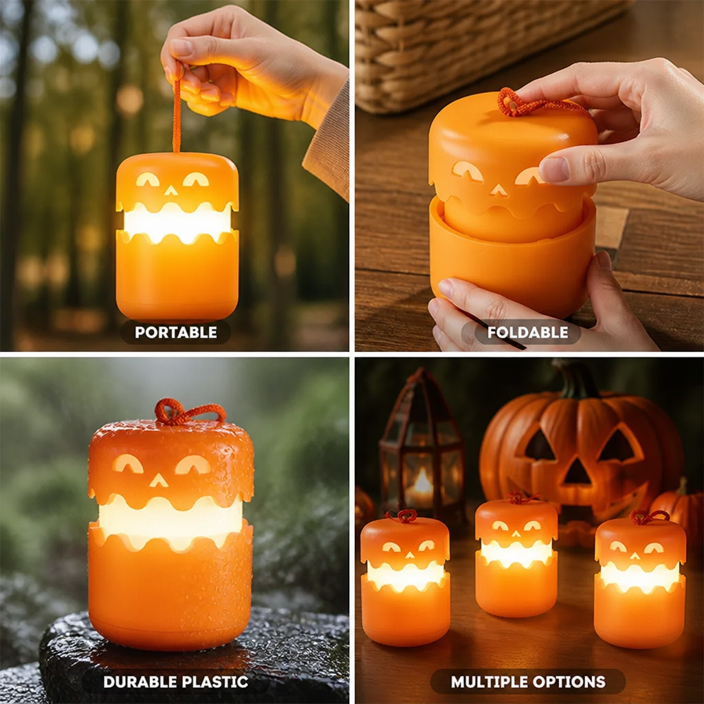 Foldable Portable Carved Pumpkin Lantern