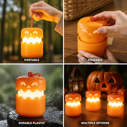 Foldable Portable Carved Pumpkin Lantern