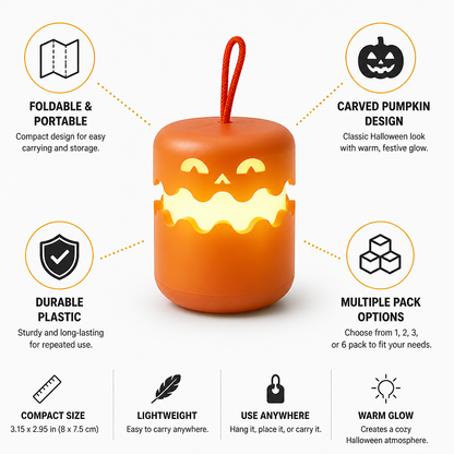 Foldable Portable Carved Pumpkin Lantern