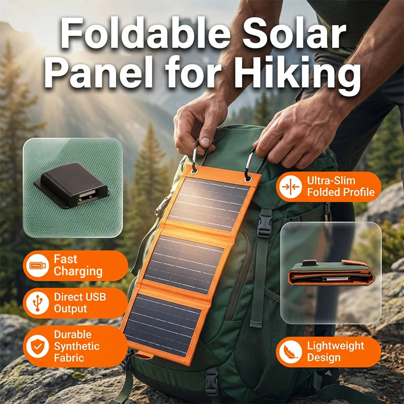 Foldable Solar Charger Compact Lightweight USB Ports