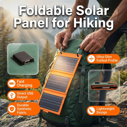 Foldable Solar Charger Compact Lightweight USB Ports