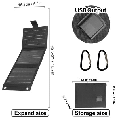 Foldable Solar Charger Compact Lightweight USB Ports