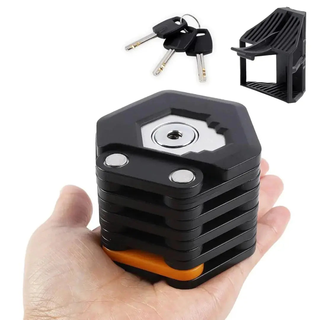 Folding Bike Lock Hardened Steel Drill-Resistant Cylinder