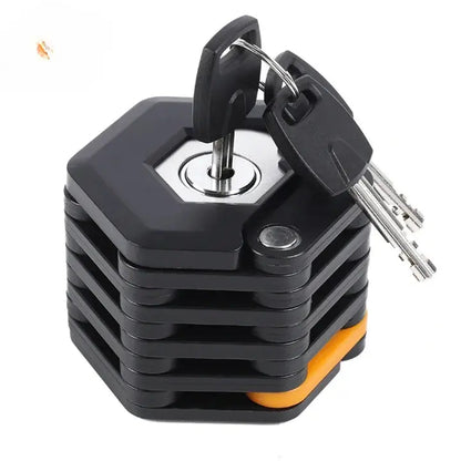 Folding Bike Lock Hardened Steel Drill-Resistant Cylinder