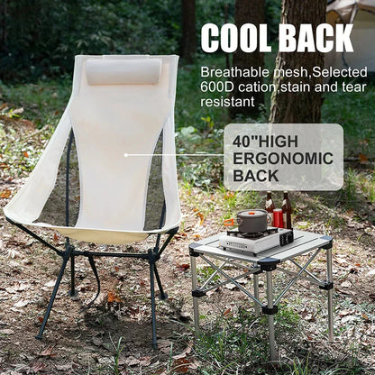 Folding Camping Chair Aluminum Frame 331 lb Capacity