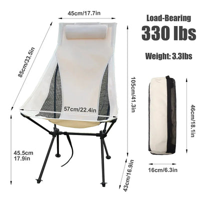 Folding Camping Chair Aluminum Frame 331 lb Capacity