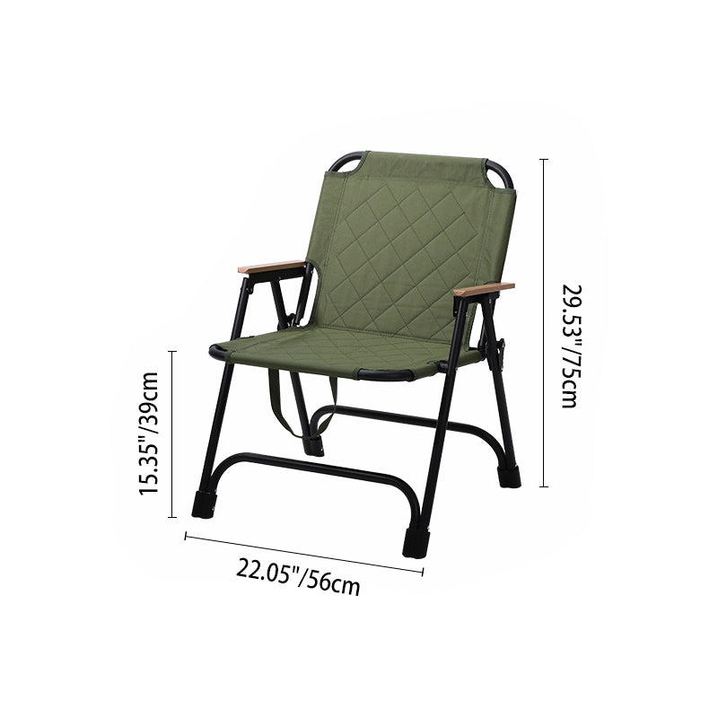 Folding Camping Chair Reinforced Steel Padded Seat Wood Armrests