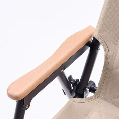 Folding Camping Chair Reinforced Steel Padded Seat Wood Armrests