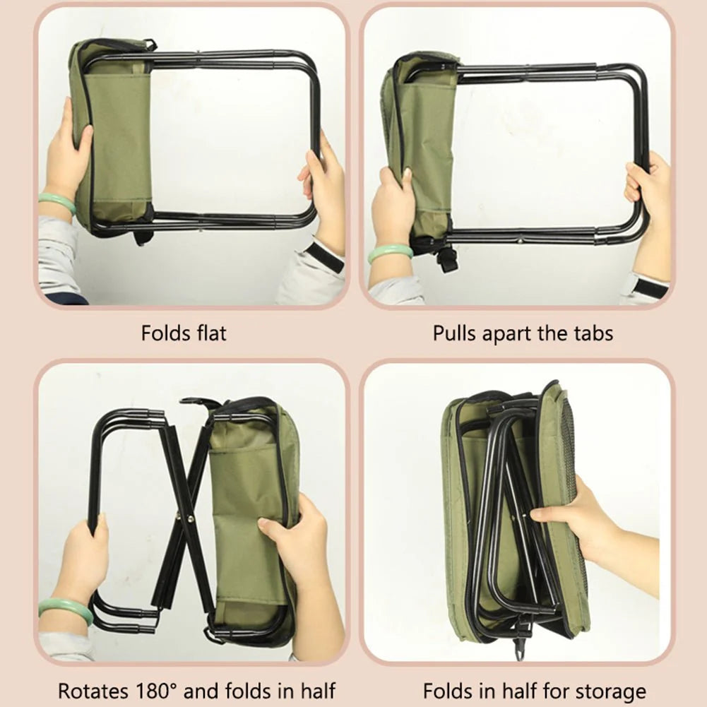 Folding Camping Chair Ultra-Portable Waterproof Seat & Carry Bag