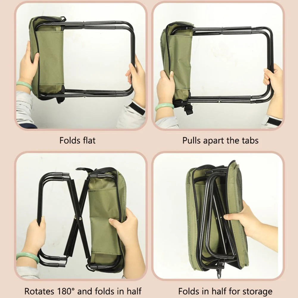 Folding Chair Backpack Waterproof Seat & Steel Frame