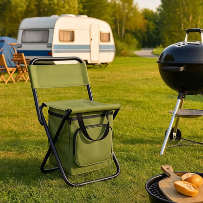 Folding Chair Integrated Cooler Bag Steel Frame