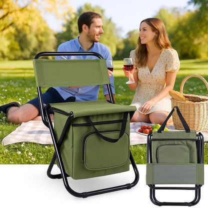 Folding Chair Integrated Cooler Bag Steel Frame