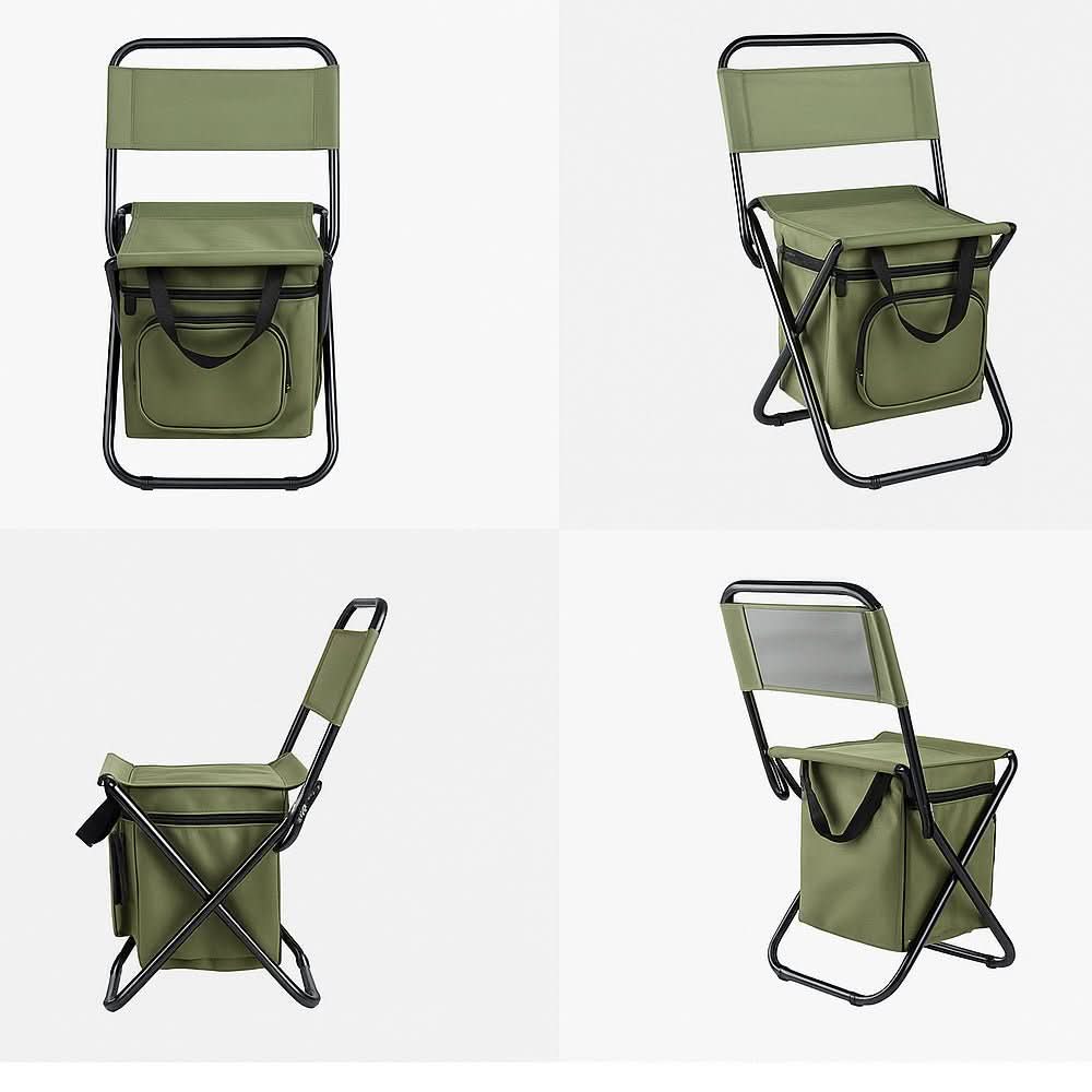 Folding Chair Integrated Cooler Bag Steel Frame