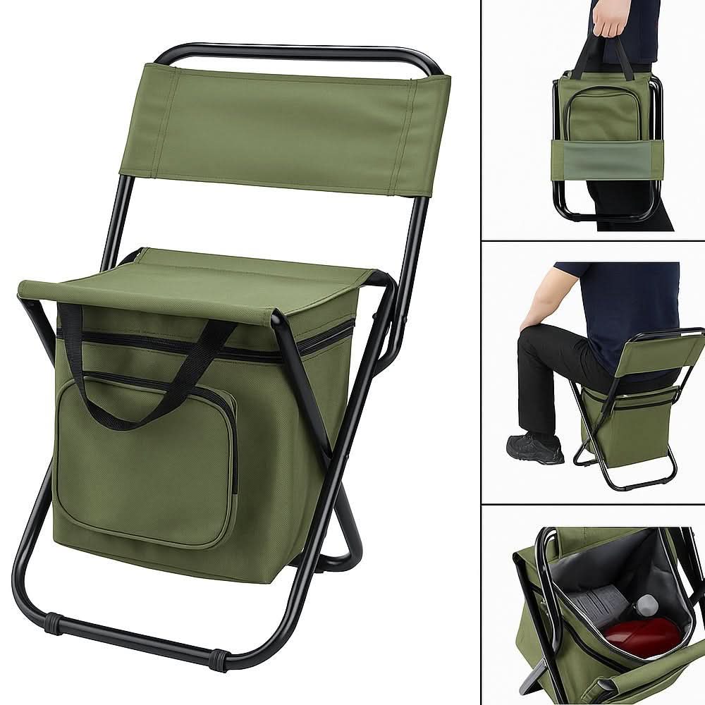 Folding Chair Integrated Cooler Bag Steel Frame