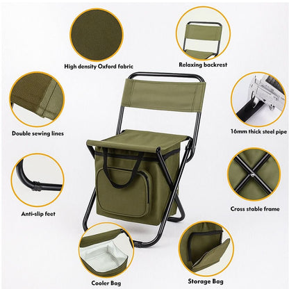 Folding Chair Integrated Cooler Bag Steel Frame