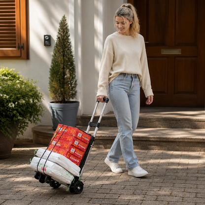 Folding Handcart Aluminum Telescopic Handle 360-Degree Wheels